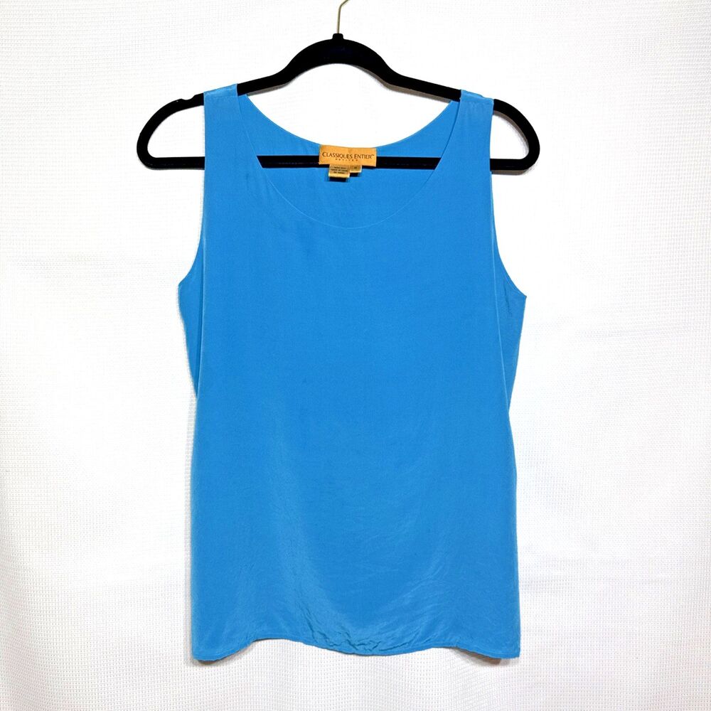 Classiques Entier Petites 100% Pure Silk Scoop Neck Lined Sleeveless Blouse - M